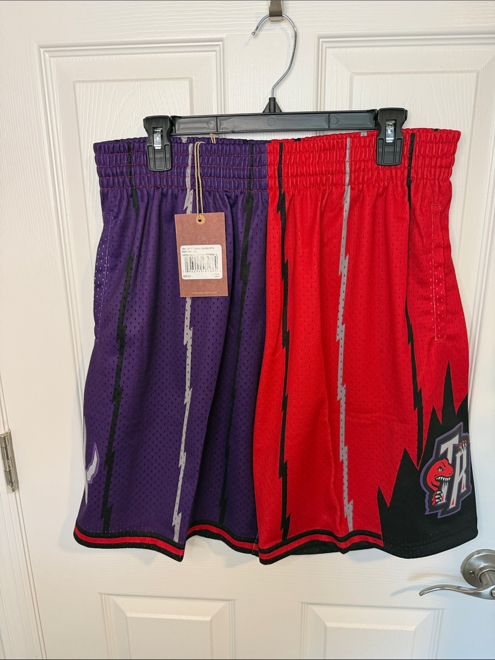 MItchell and Ness NBA split swingman Raptors shorts size Large